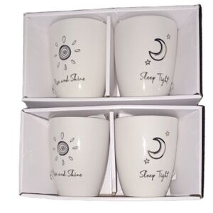 Ivory and Gold Celestial Mugs Set for Dining - 2 Sets of 2 = 4 Mugs 12 oz.